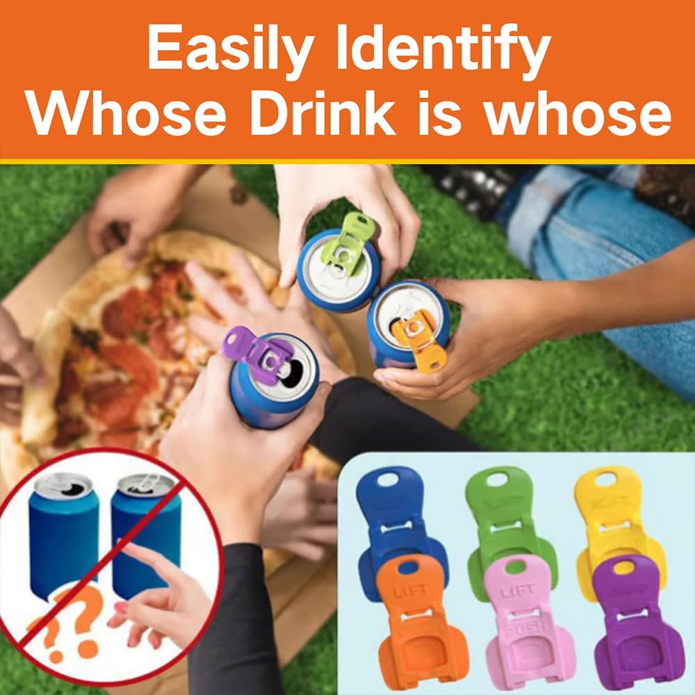 Easy Tab Opener and Drink Protector, 2025 Complete Cover Easy Can Opener Manual Soda Beer Can Openers Plastic Beverage Can Cover Protector Colorful Can Tab Cover Soda Can Opener Tool