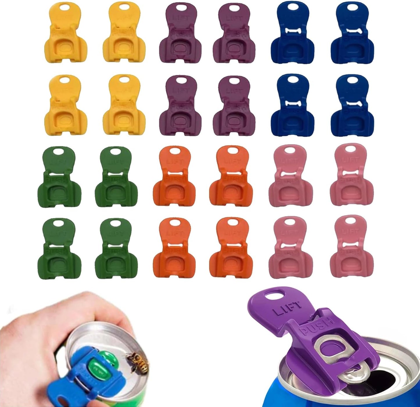 Easy Tab Opener and Drink Protector, 2025 Complete Cover Easy Can Opener Manual Soda Beer Can Openers Plastic Beverage Can Cover Protector Colorful Can Tab Cover Soda Can Opener Tool