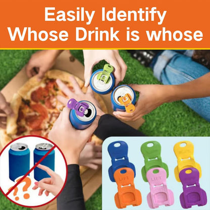 Easy Tab Opener and Drink Protector, 2025 Complete Cover Easy Can Opener Manual Soda Beer Can Openers Plastic Beverage Can Cover Protector Colorful Can Tab Cover Soda Can Opener Tool